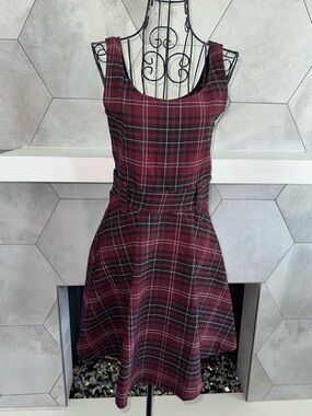 KILLSTAR CRASH SKATER DRESS IN BLOOD TARTAN Size M 🔥 LIKE NEW!